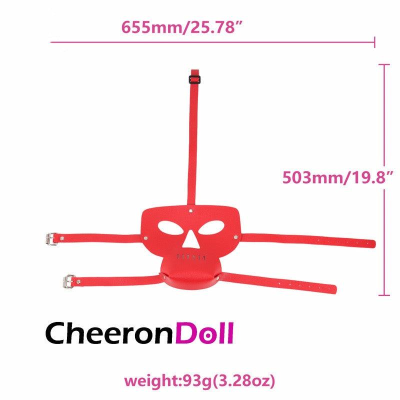 CHEERONDOLL BDSM JG-SM-015 RED LEATHER BONDAGE MASK HOOD SEX TOYS - Cheeron Doll