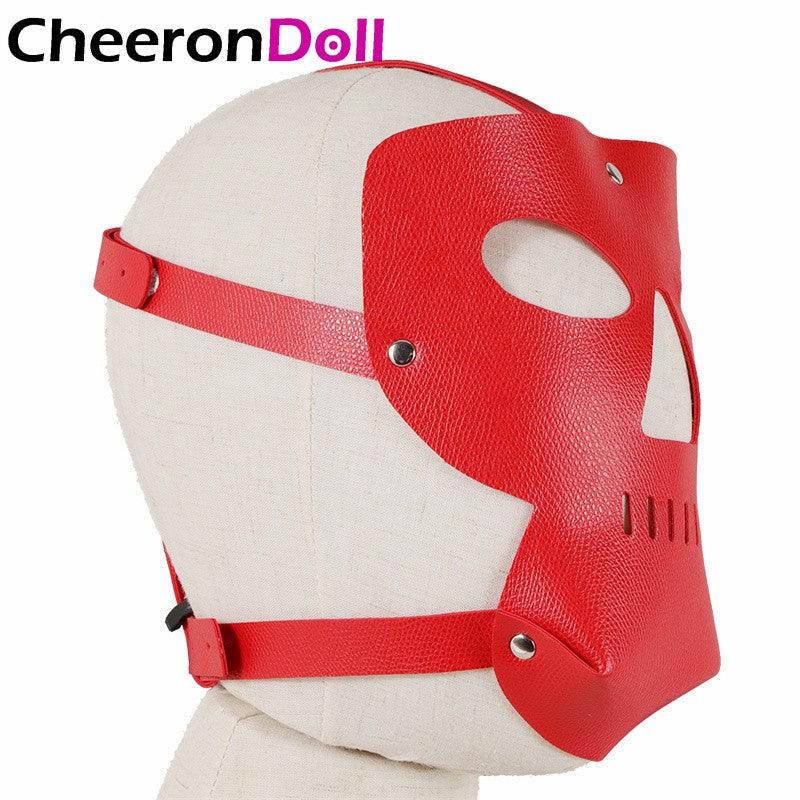 CHEERONDOLL BDSM JG-SM-015 RED LEATHER BONDAGE MASK HOOD SEX TOYS - Cheeron Doll
