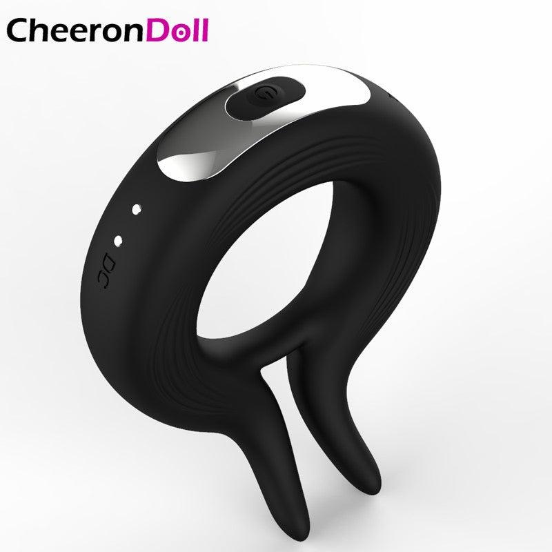 CHEERONDOLL PENIS RING SJ-OT-001 SILICONE VIBRATING COCK RING WITH BUNNY EARS FOR MEN - Cheeron Doll